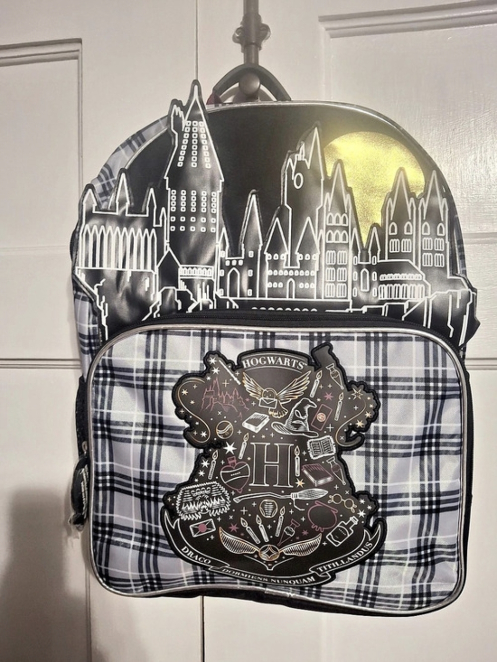 Harry Potter Backpack Black & Gray Plaid NWT